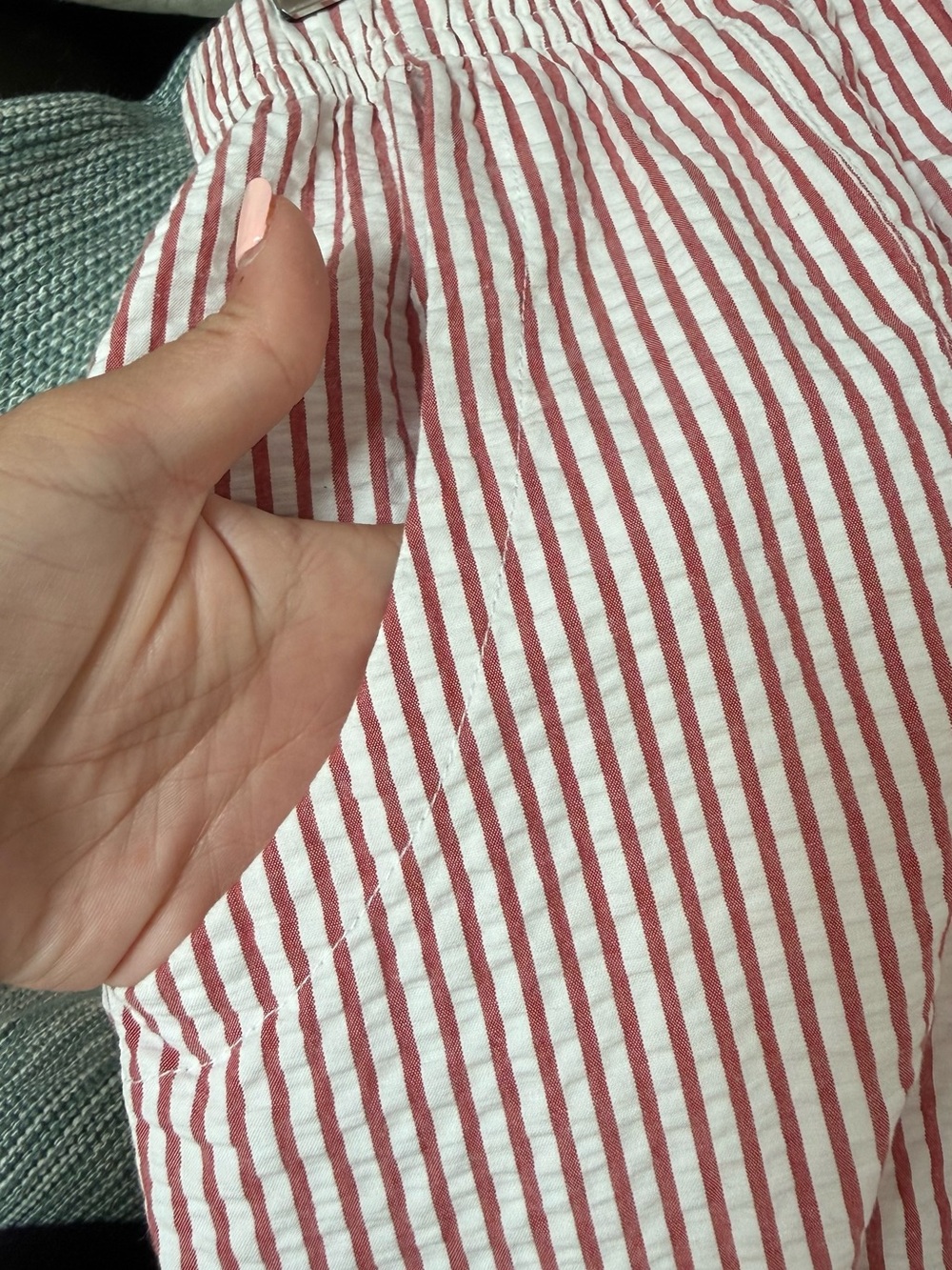 Casual Red & White Striped Wide-Leg Pants - Picture 4 of 5